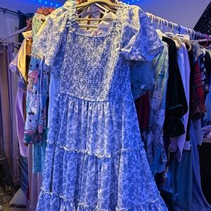 Ivy City Ophelia Dress in Blue Floral Toile Size Large